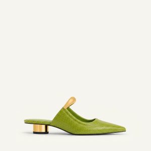 Helena Mules ajourées effet serpent - Vert