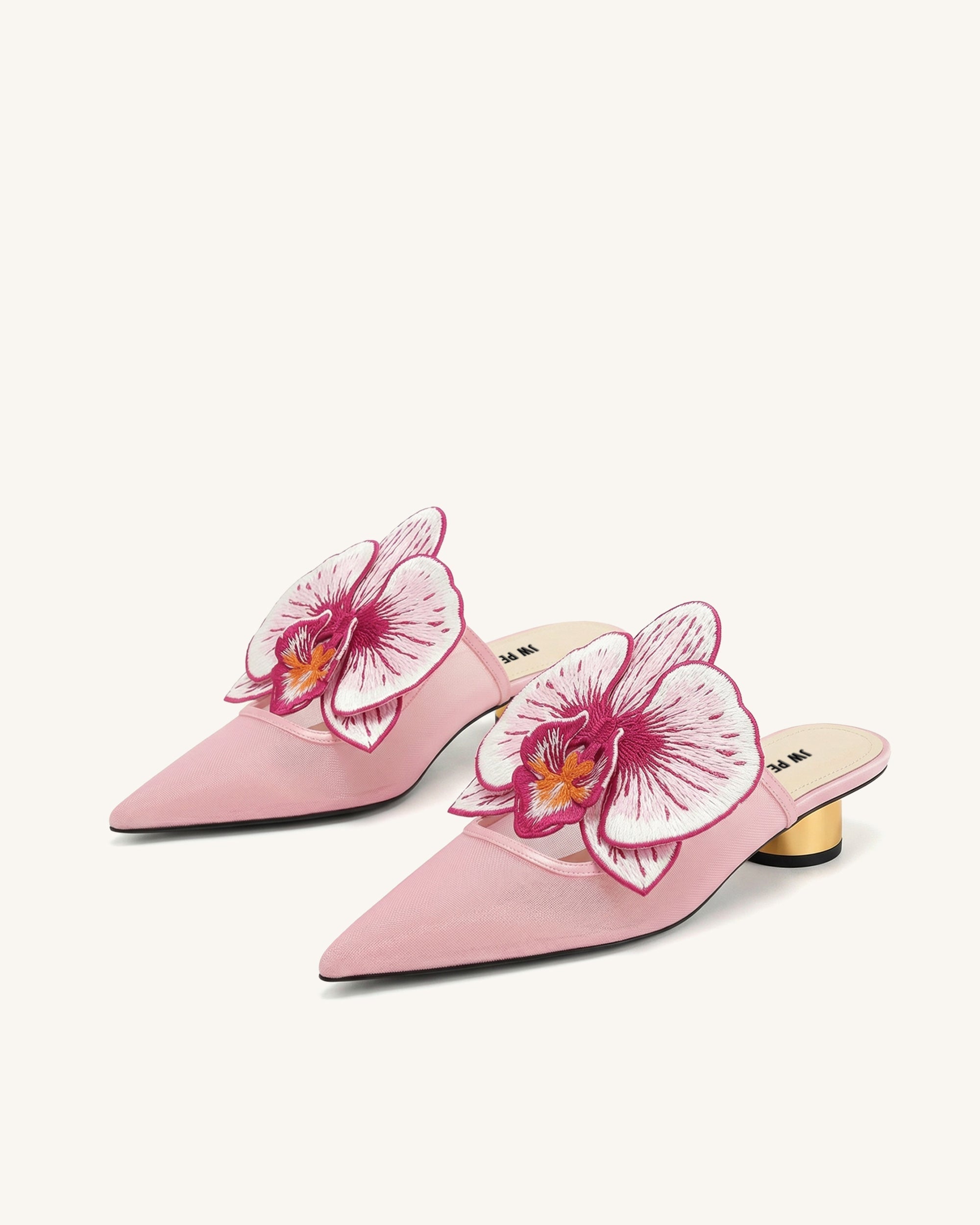 Helena Mules ajourées à décorations brodées - Rose – Image 2