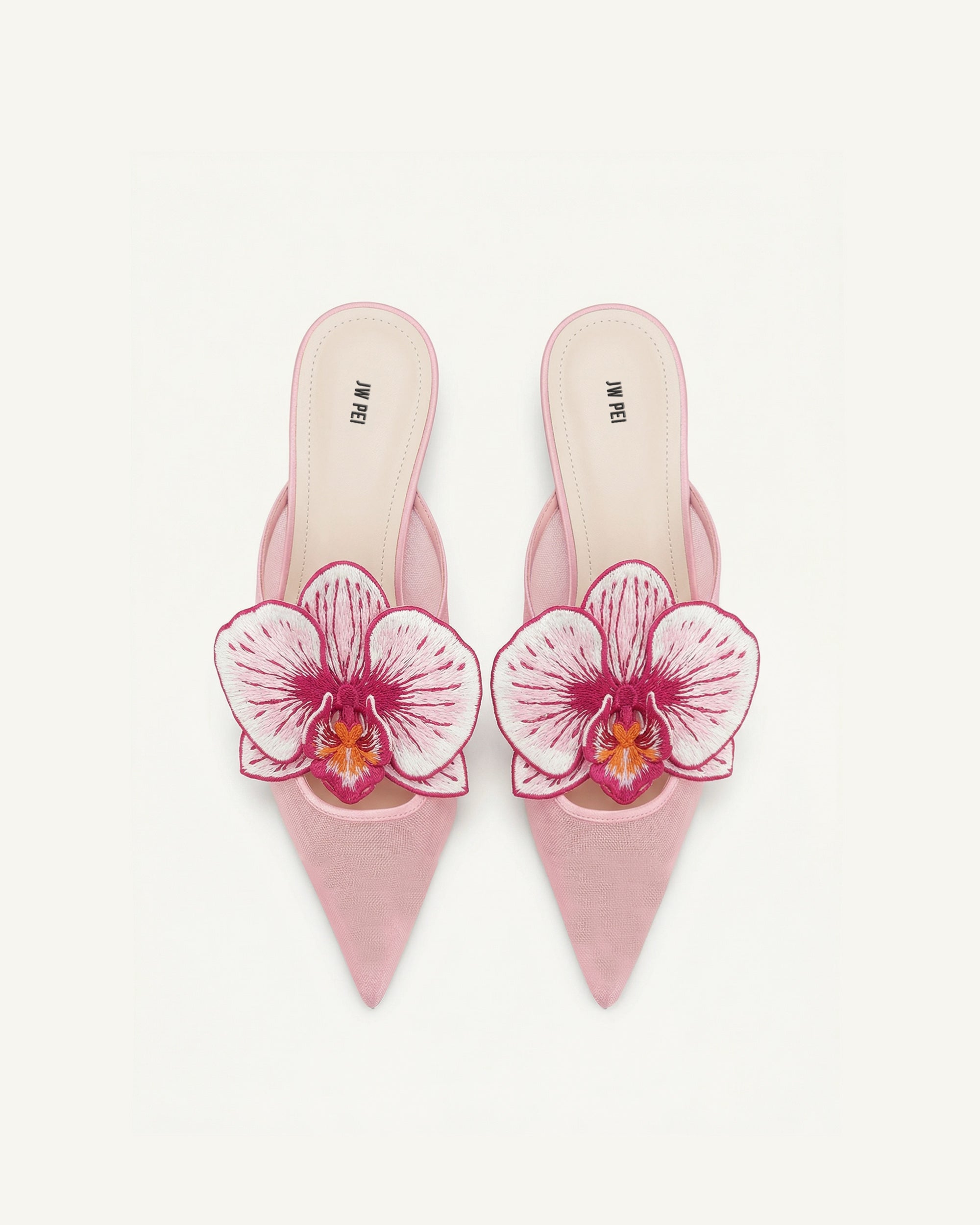Helena Mules ajourées à décorations brodées - Rose – Image 3
