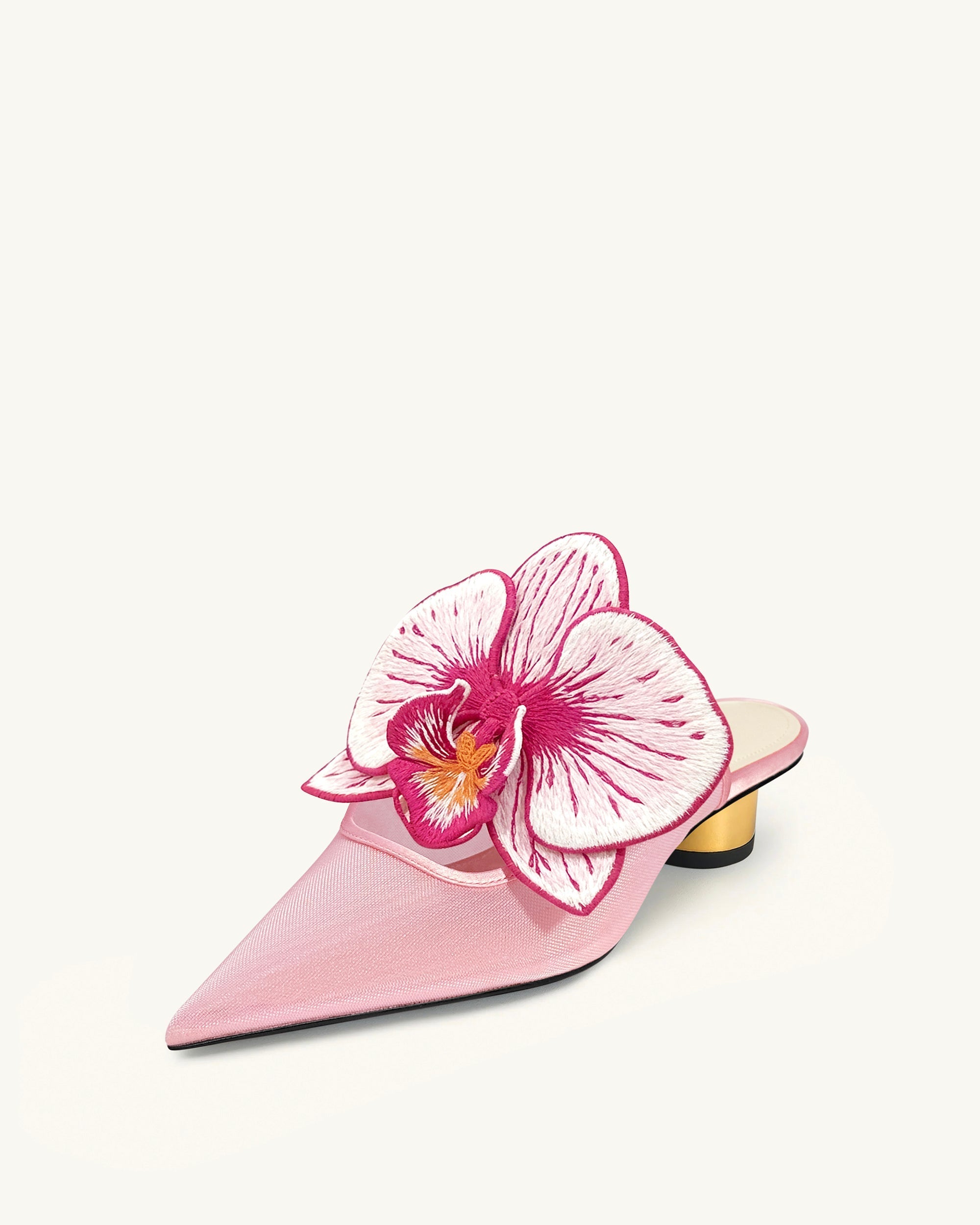 Helena Mules ajourées à décorations brodées - Rose – Image 4